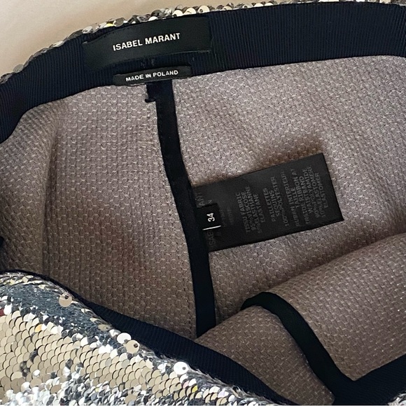 Isabel Marant Silver Metallic Izard Mid Rise Skinny Leggings SZ 2/34 - Picture 7 of 7